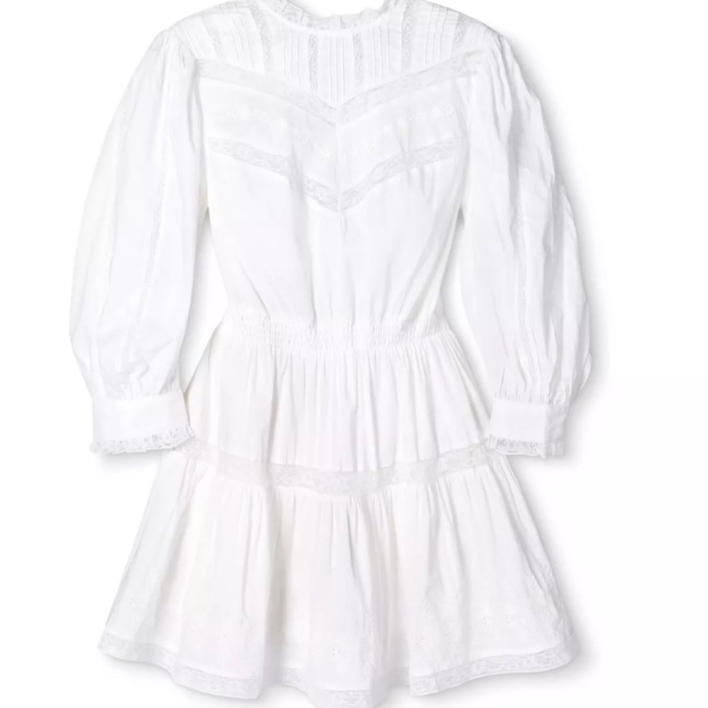 Love Shack Fancy Talulah Pintuck Yoke Mini Dress NWT